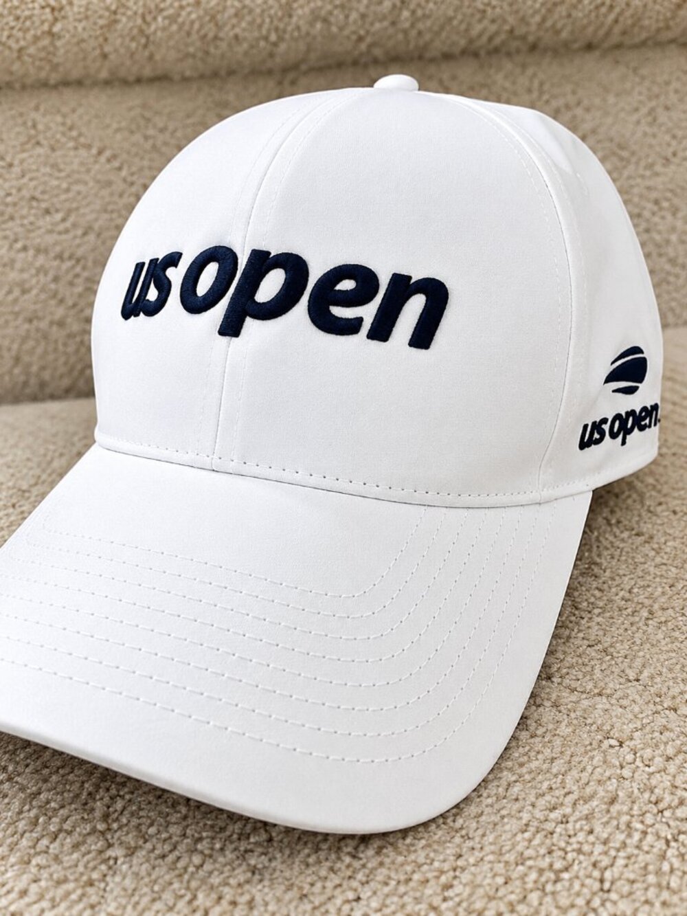 US Open White Baseball Cap Navy Logo Tennis Hat NWOT Adjustable Size Unisex
